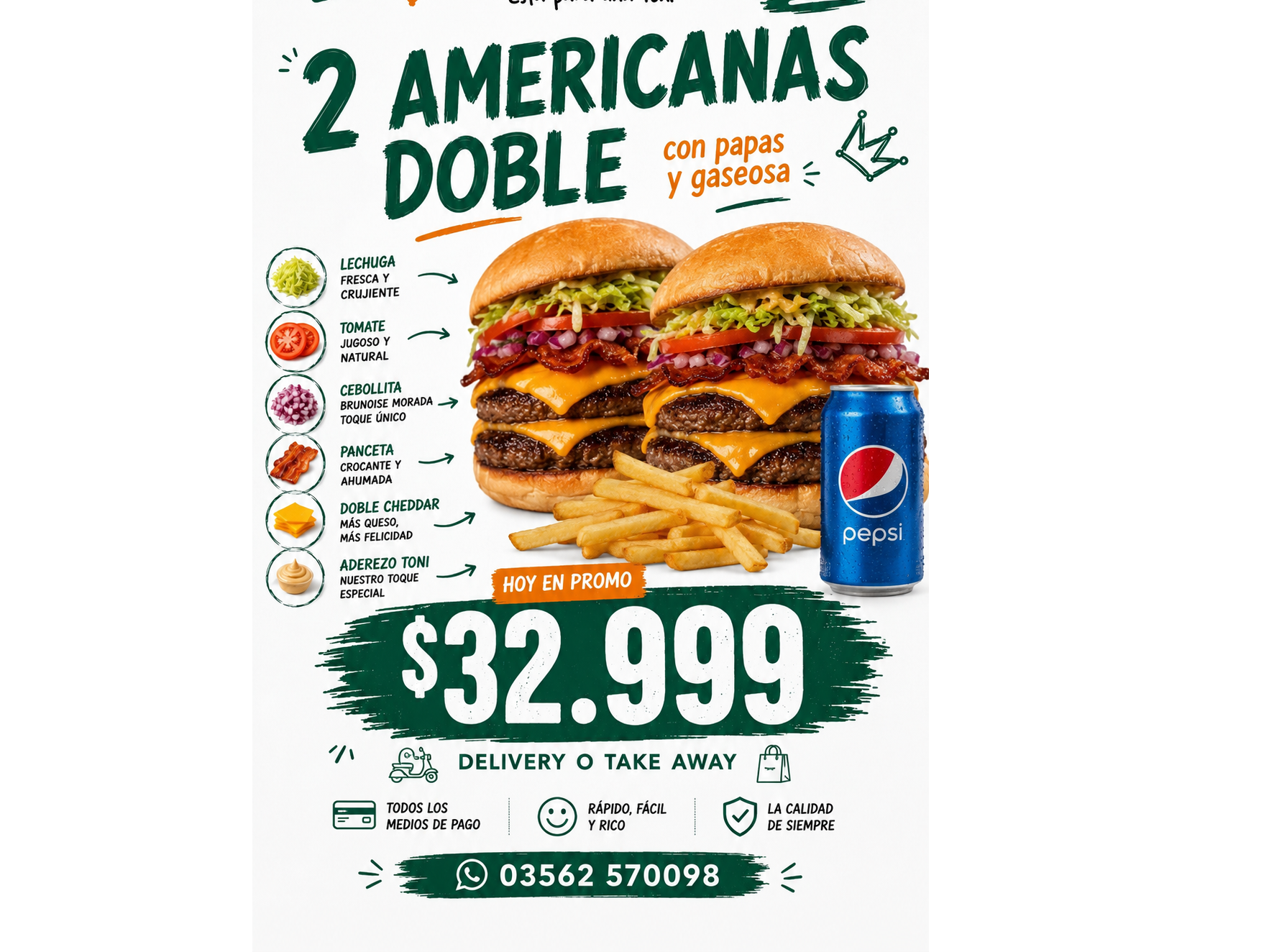 Combo 2 Americanas dobles