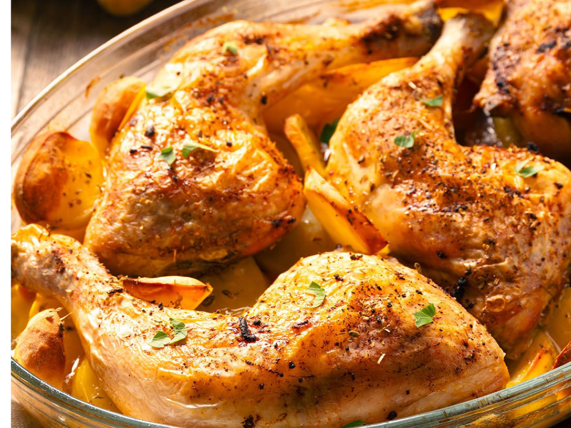 Medio pollo con guarnición