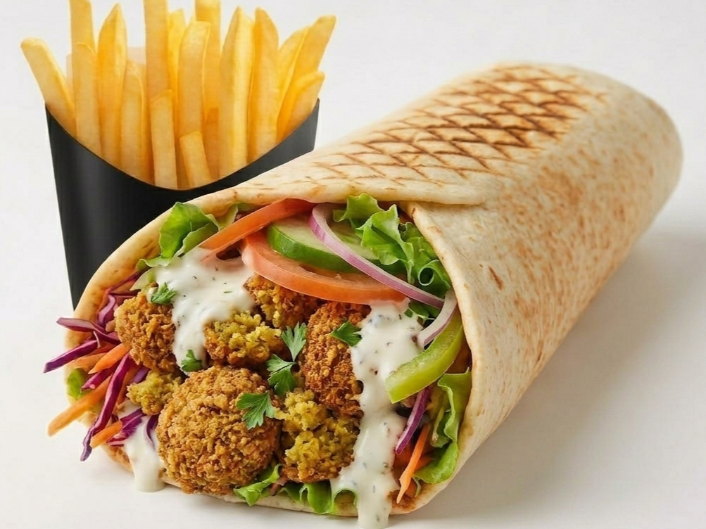 Veggie wrap & papas grandes