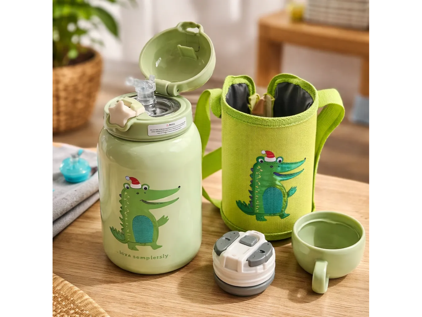 Botella Termica Infantil 500 Ml 2en1 Acero Inox Funda