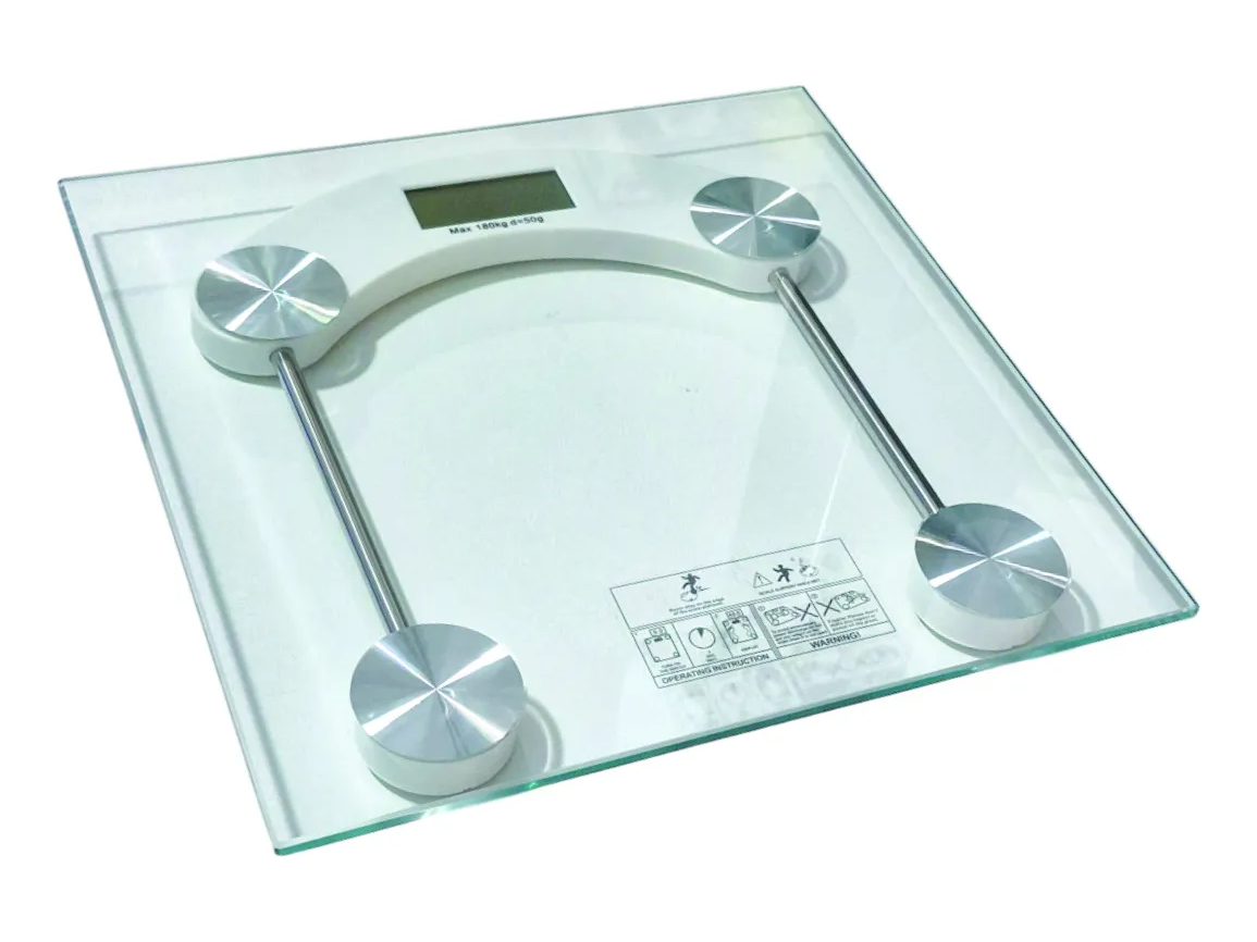 Balanza Digital De Baño Vidrio Y Metal Transparente 180 Kg