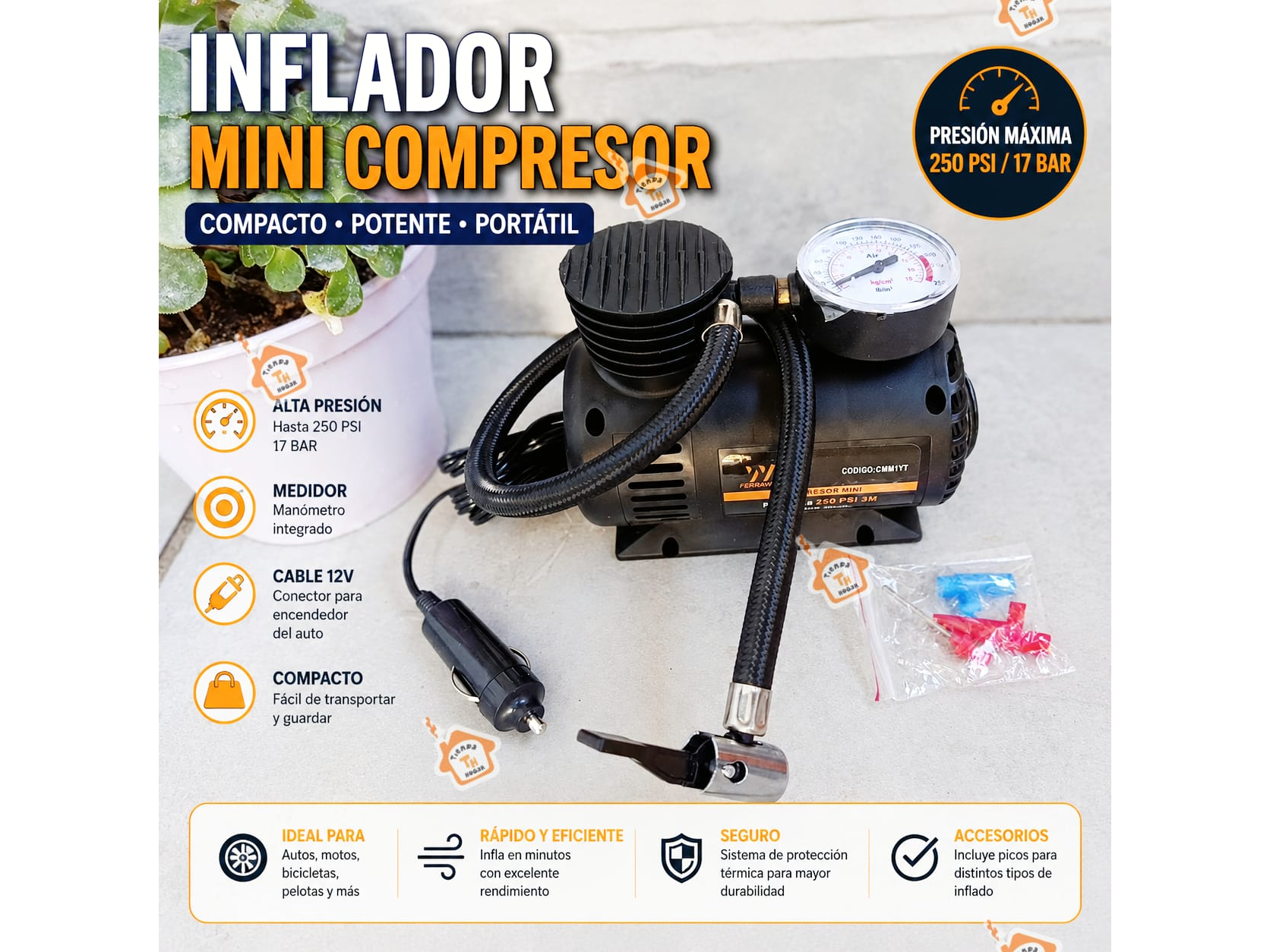 Inflador mini compresor