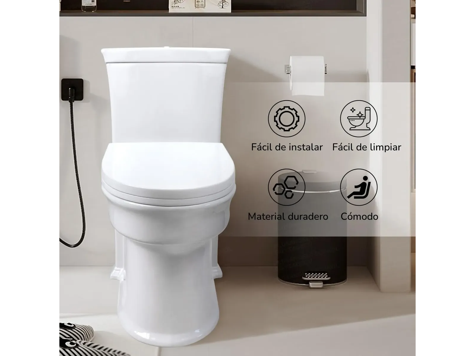 Asiento Inodoro Alargado Tapa Wc Baño 45cm Universal Blanco