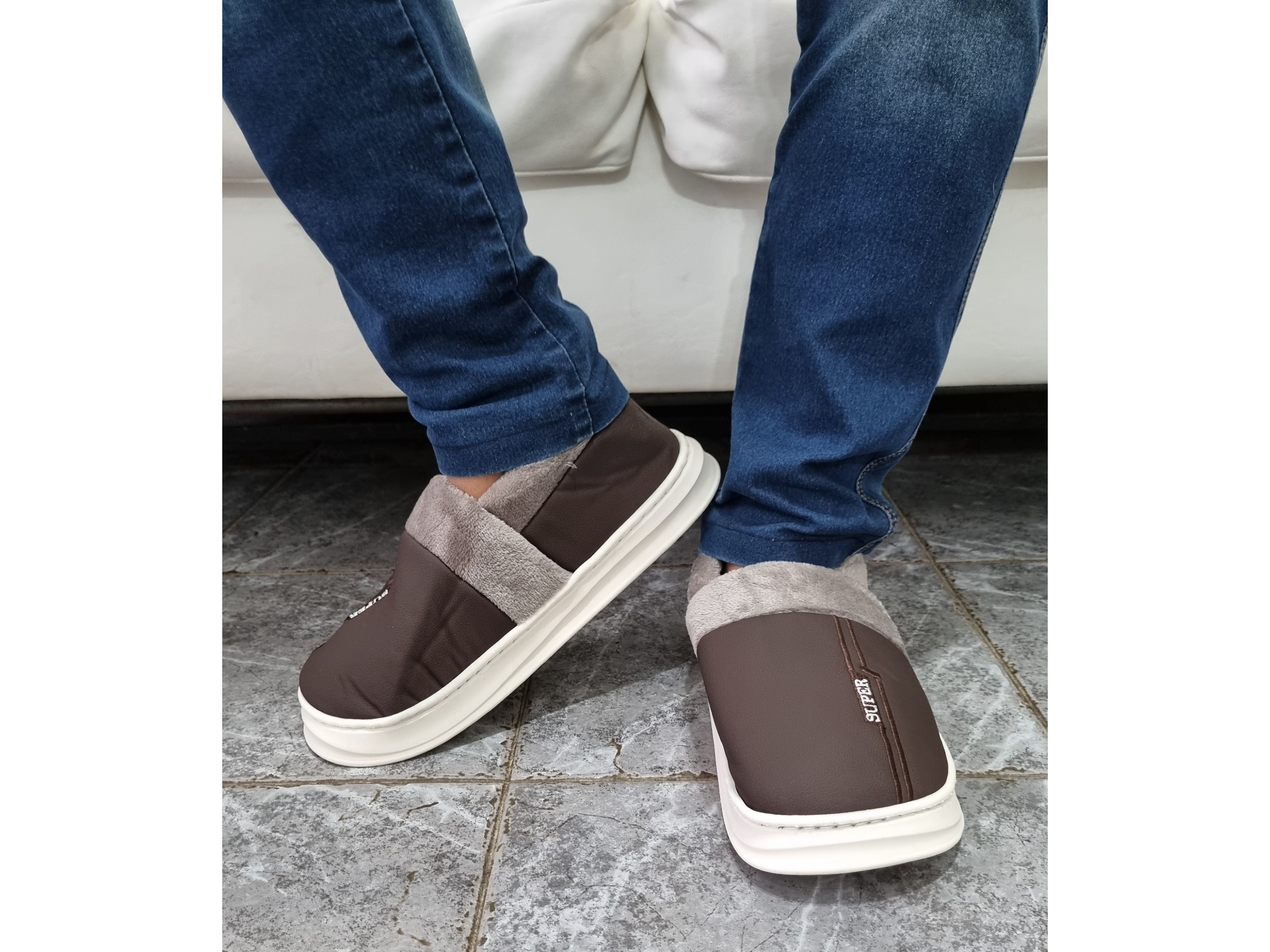 Pantufla Hombre planta blanca