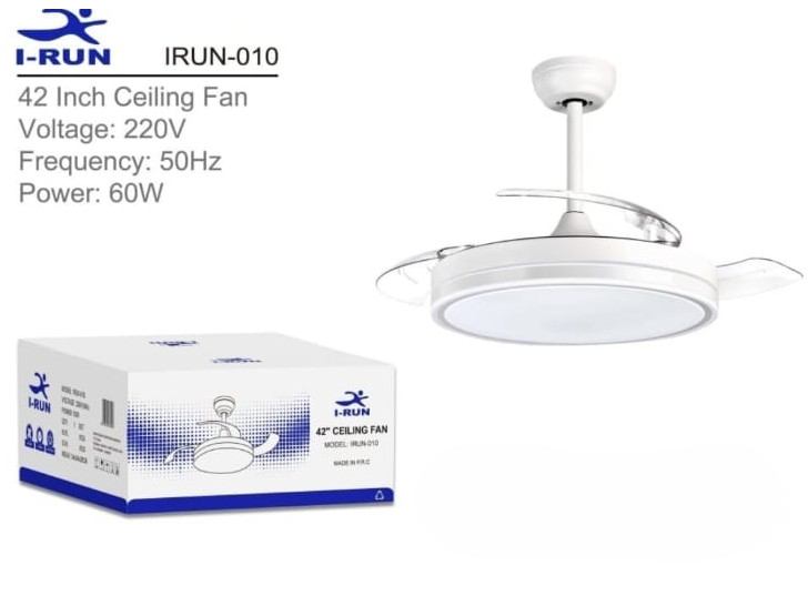Ventilador de Techo Retráctil RelexTech 42" Luz LED Control Remoto Aspas Invisibles