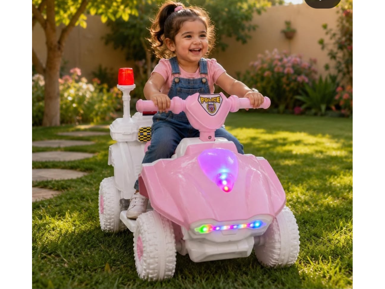 Cuatriciclo eléctrico de policía color rosa