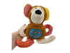 Peluche multicolor para mascotas, diseñado con texturas mixtas y un chirriador interno