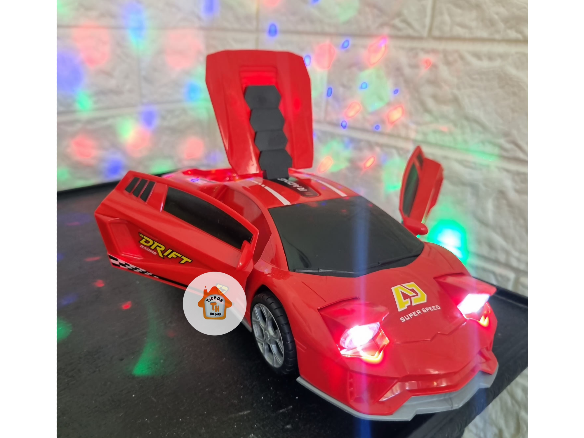 Auto deportivo móvil (abrepuertas, Luces, Rotación De 360)