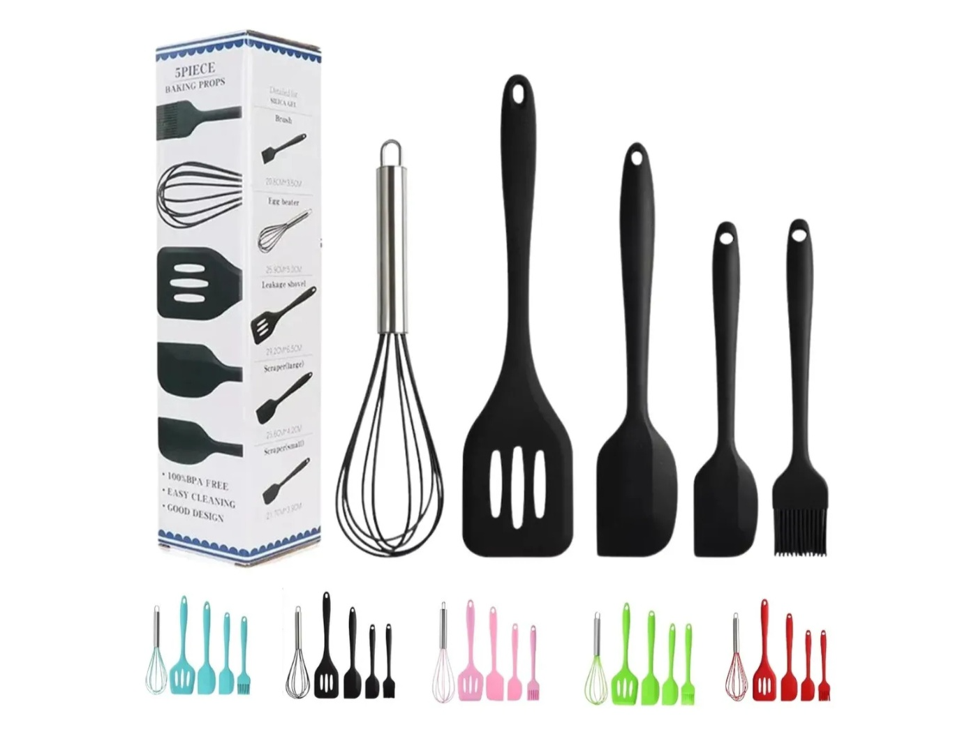 Juego Set X 5 Utensilios Silicona Calidad Premium