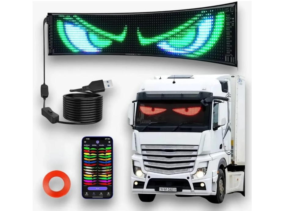 Cartel luminoso ojos led camión auto vehículos 60x12cm