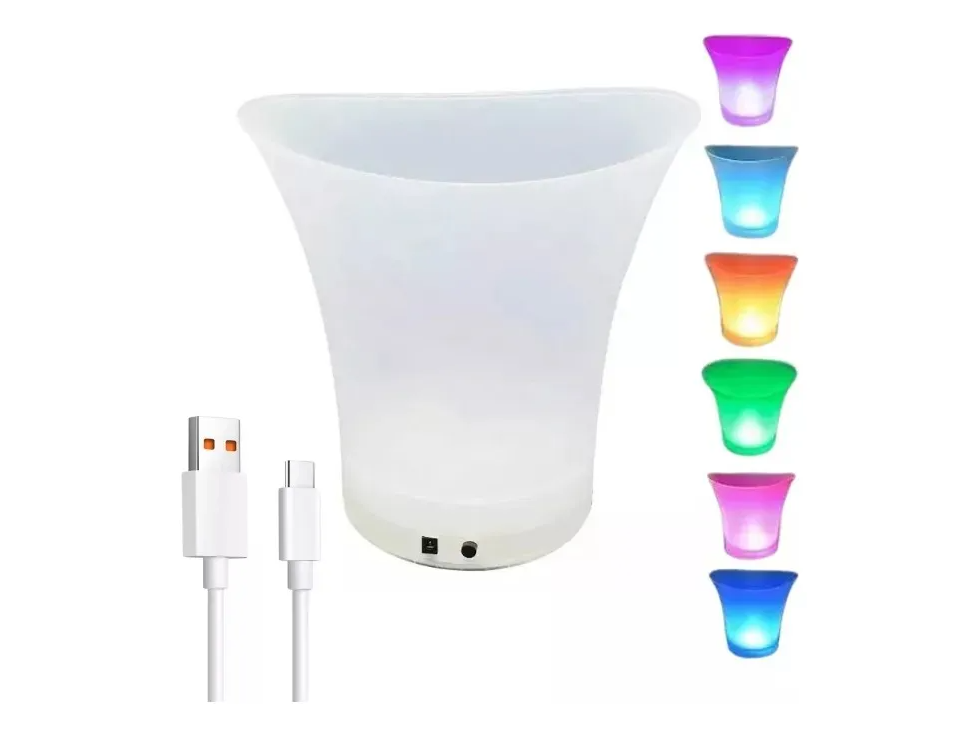 Balde Frapera Hielera Luz Led Parlante Bluetooth Recargable