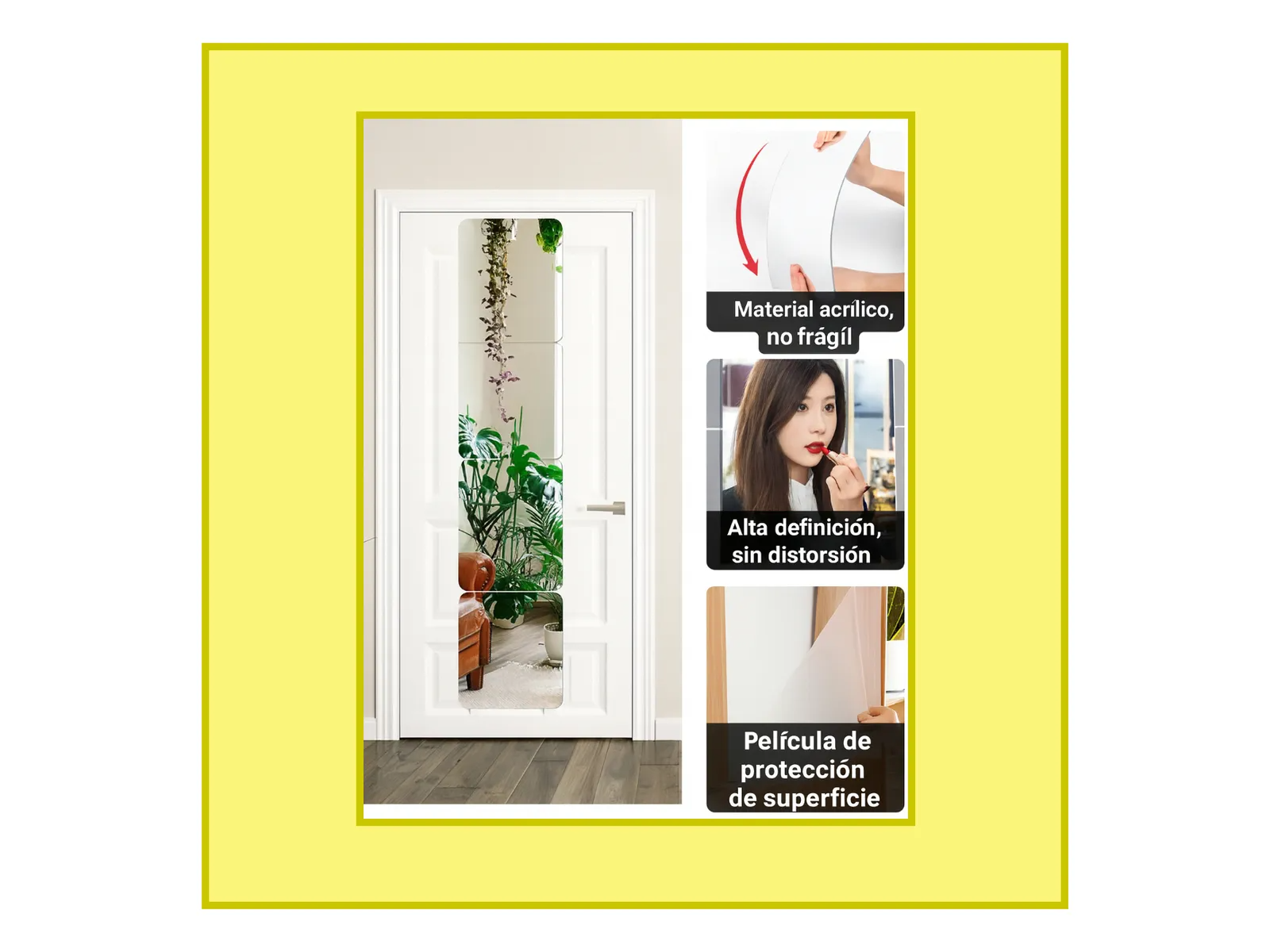 Espejo Flex  Lamina Acrilico Adhesivo 30x40cm Deco Paredes