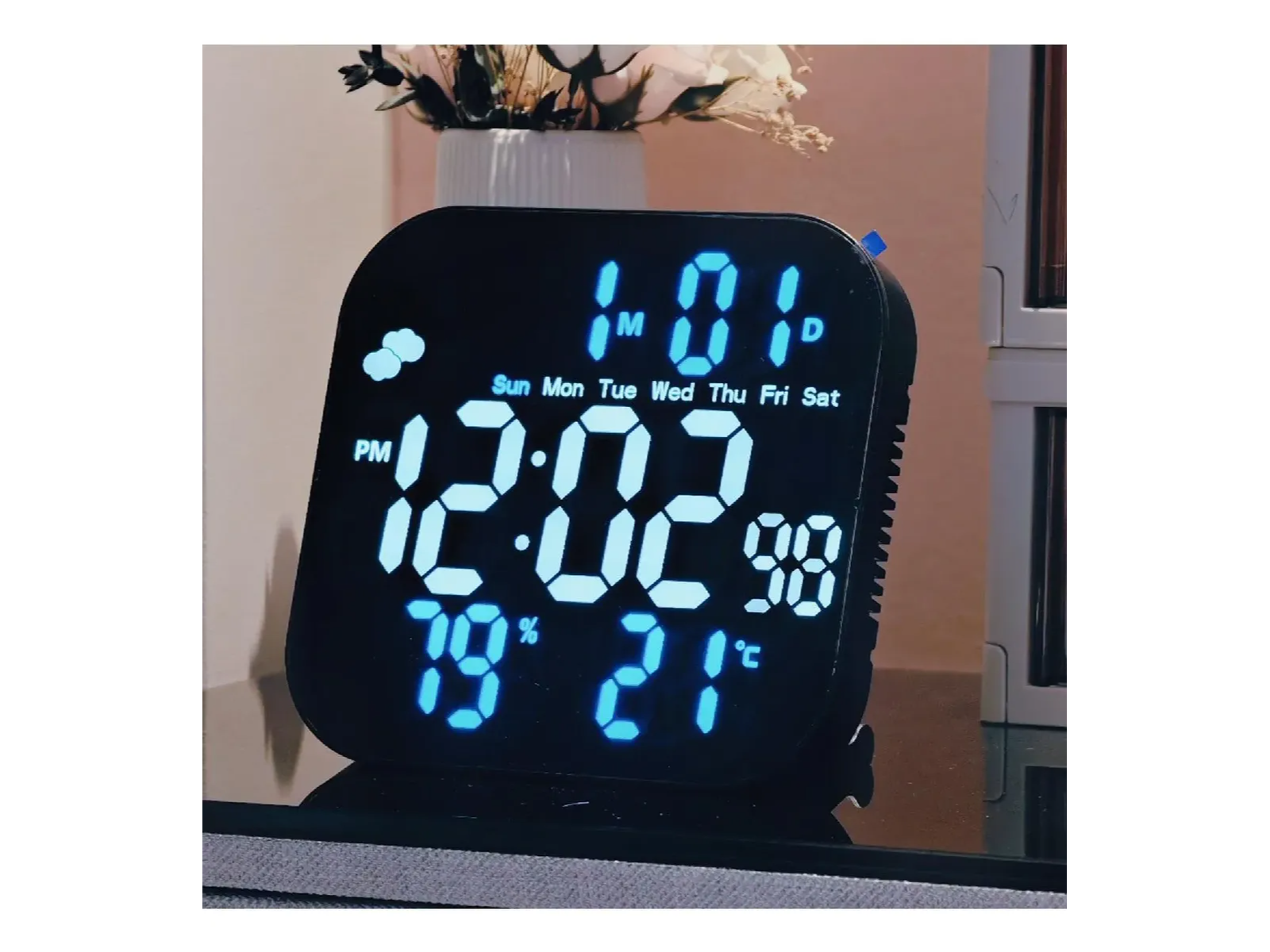 Reloj digital led con temperatura 20x20cm