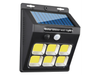 Luminaria LED solar con sensor de movimiento y control remoto.