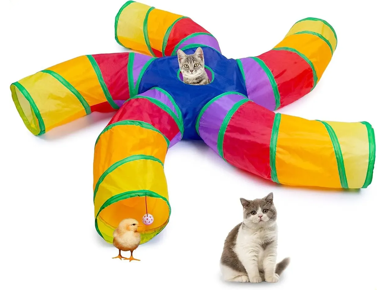 Túnel Para Gatos De Interior, Grande, Con Pelota De Juego
