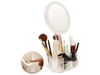 Espejo de maquillaje acrílico con organizador con luz LED
