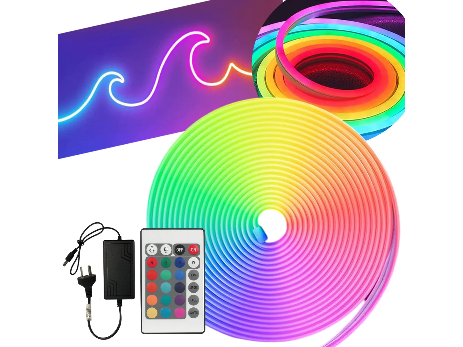 Tira LED de neón RGB tecnología IC inteligente y control por Bluetooth