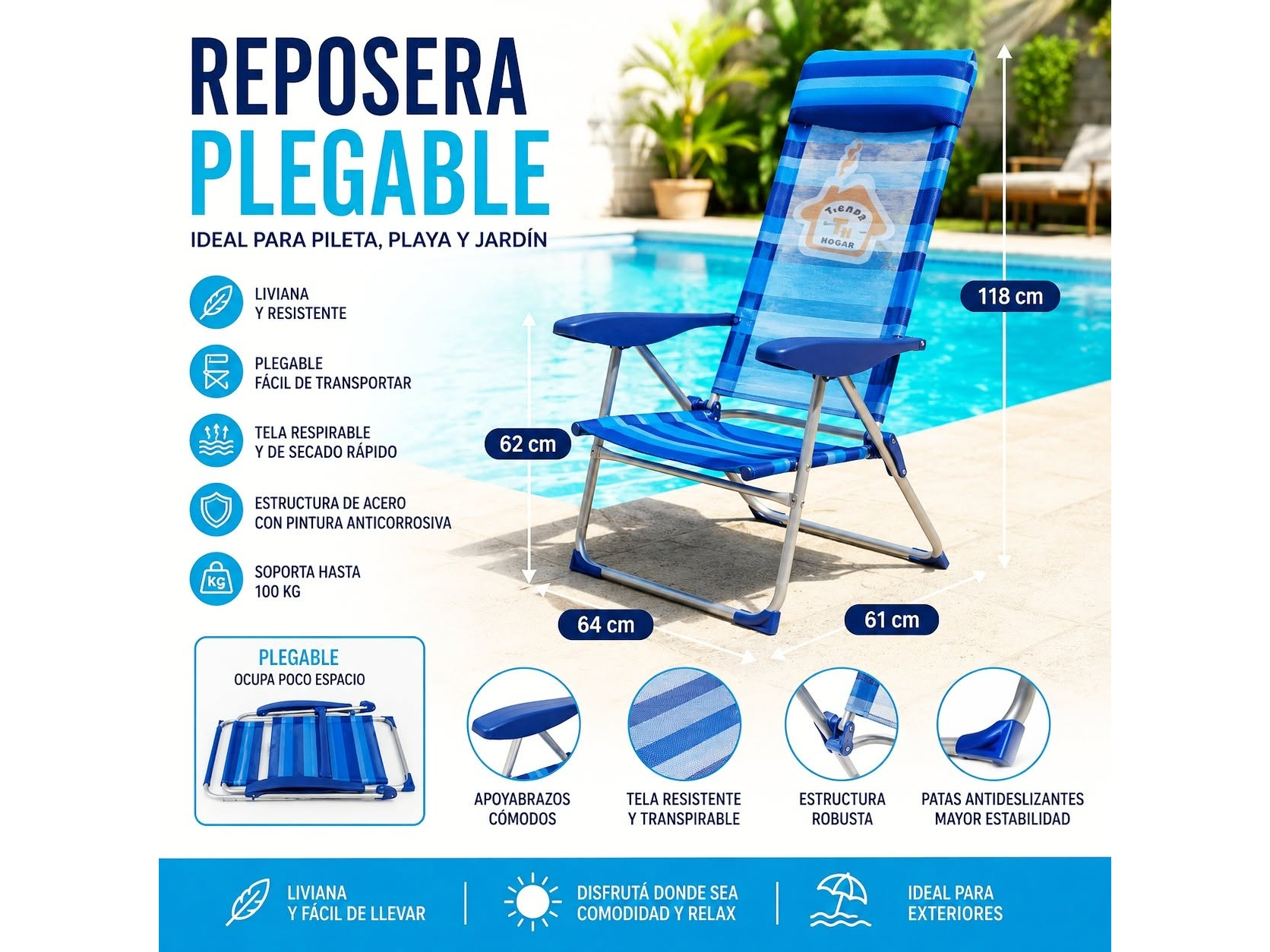 Reposera plegable