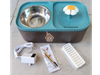 Bebedero automático más plato acero para mascotas