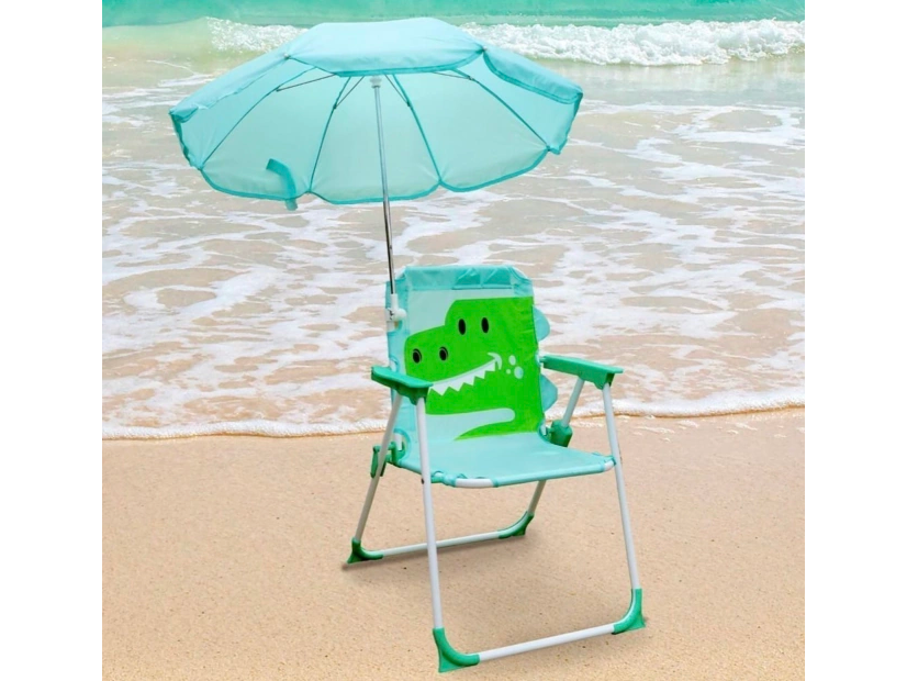 Silla reposera con sombrilla