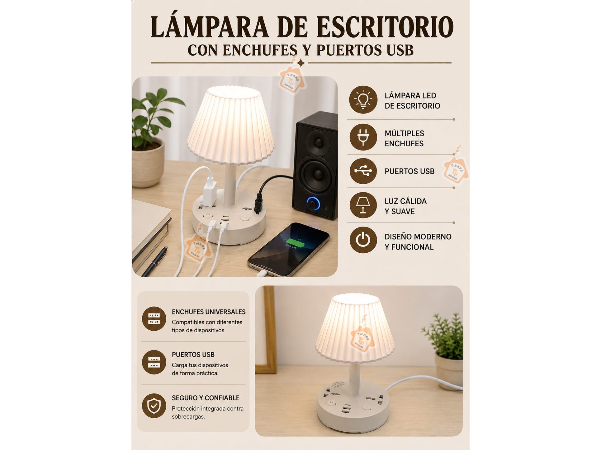 Lampara de escritorio led multifuncion