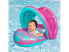 Flotador Inflable Para Bebé Pileta Con Asiento Y Techo Rosa