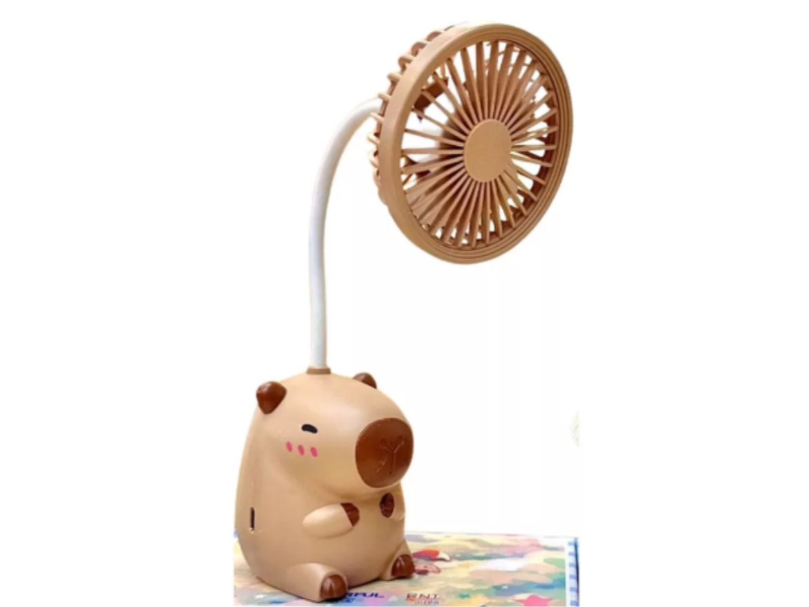 Ventilador De Mesa Diseño Capibara C/cable Usb Y Sacapuntas