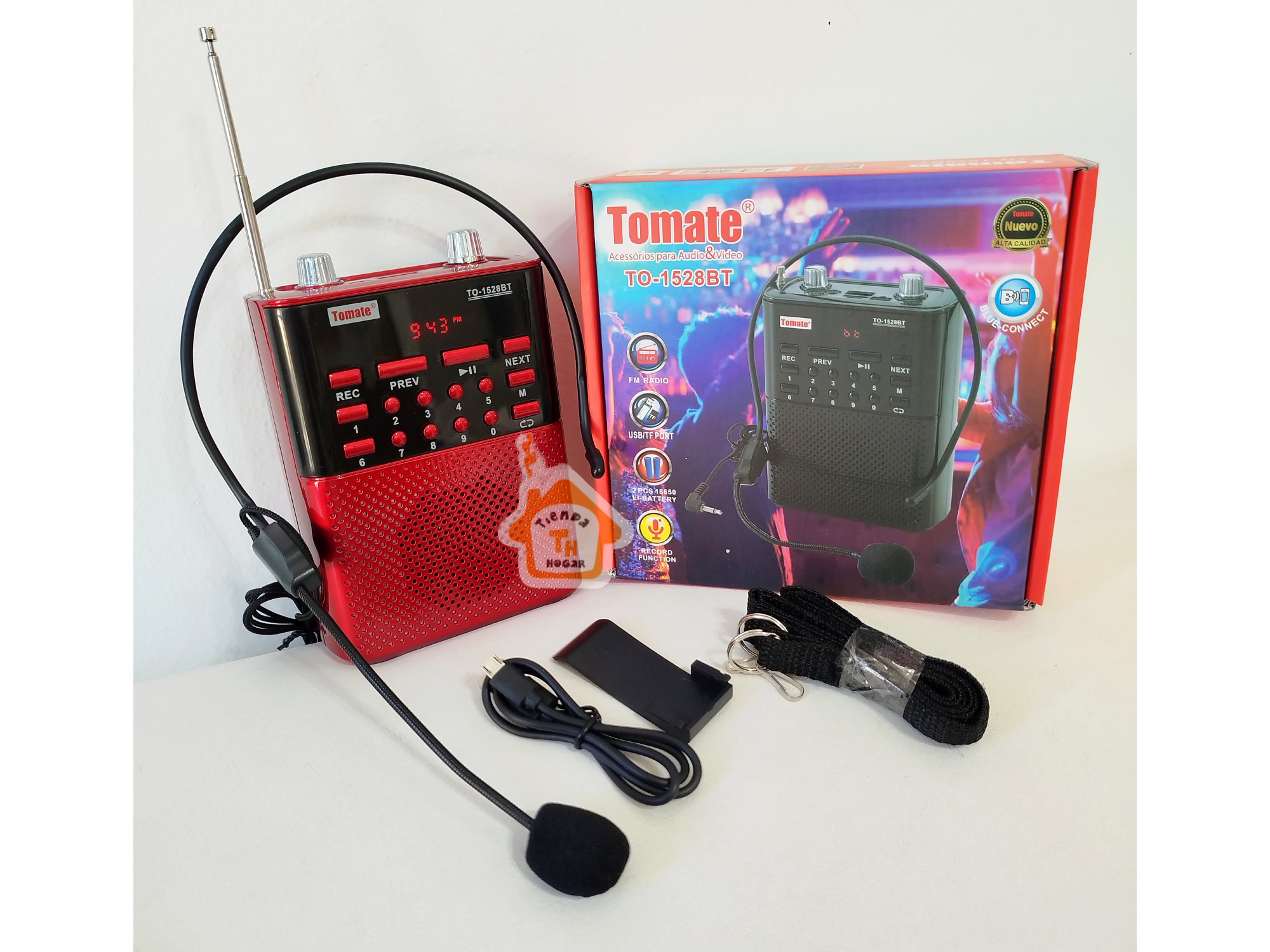 Radio Portatil Megafono Con Microfono Vincha Usb-micro