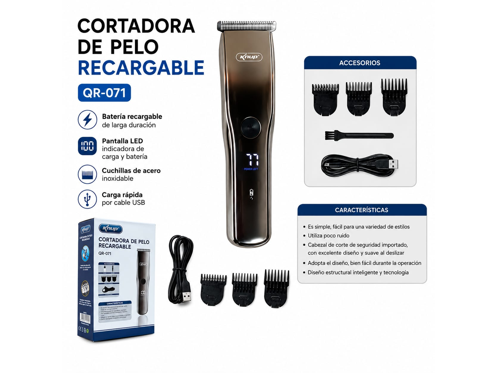 Cortadora de pelo recargable