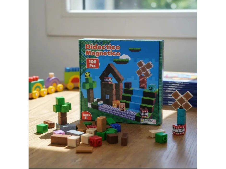 Juego Bloques Magneticos Para Armar Minecraft 100p Cubos