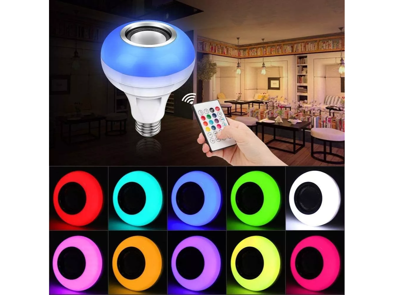 Lampara Led Rgb Control Remoto Luz Musica Parlante Bluetooth