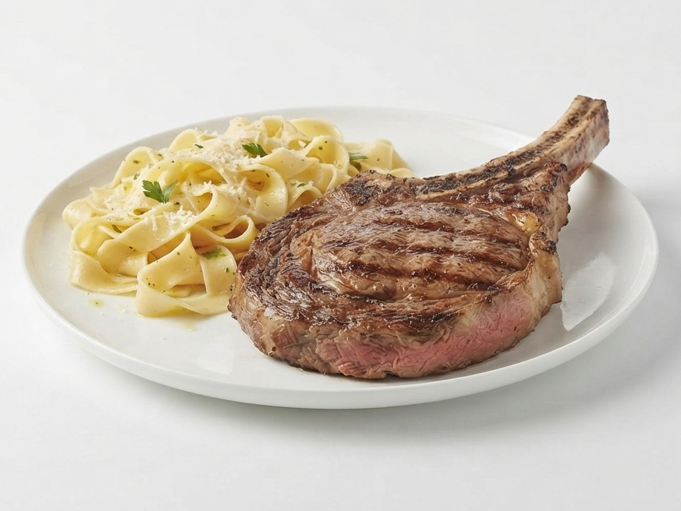 Costeleta con fideos