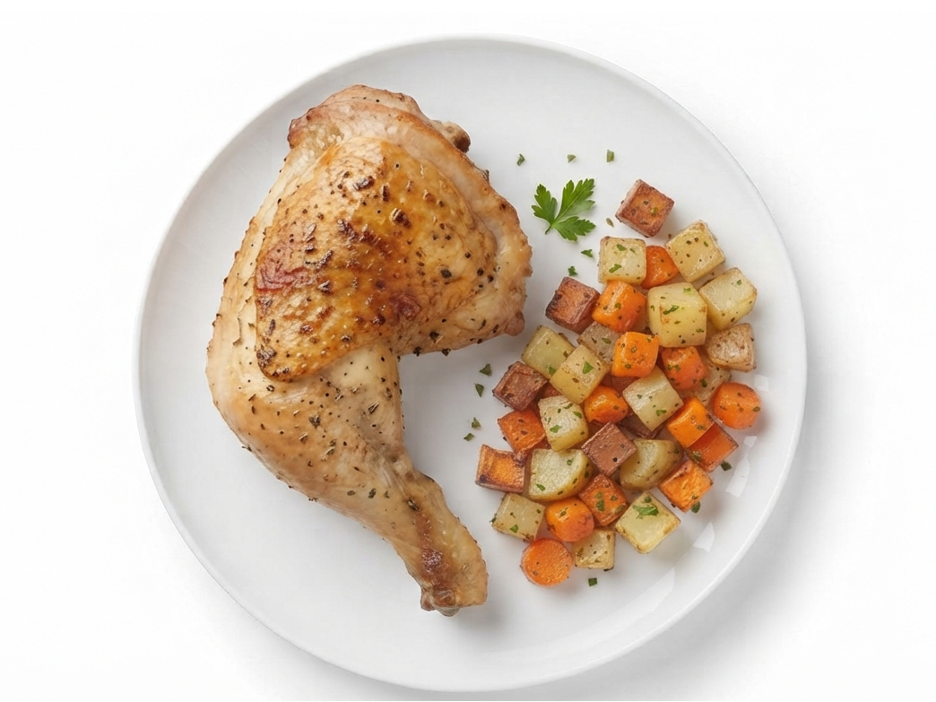 Pollo al horno con verdura al horno
