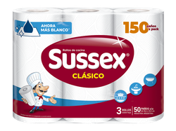 ROLLO COCINA SUSSEX (8 PAQUETES DE 3 ROLLOS DE 50 PAÑOS)