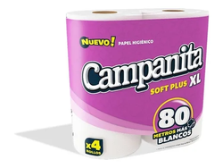 PAPEL HIGIENICO BLANCO CAMPANITA (BOLSON 48 ROLLOS X 80 METROS)