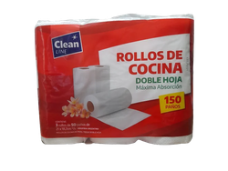 ROLLO COCINA CLEAN LINE (8 PAQUETES DE 3 ROLLOS DE 40 PAÑOS)