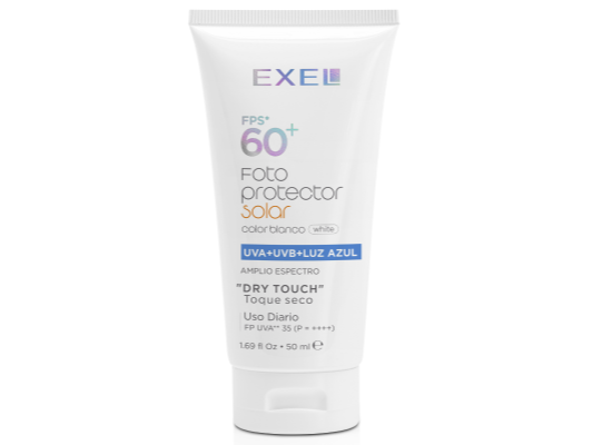 Fotoprotector solar fluido FPS 60. UVA + UVB + Luz azul - Toque seco - Blanco 50ml