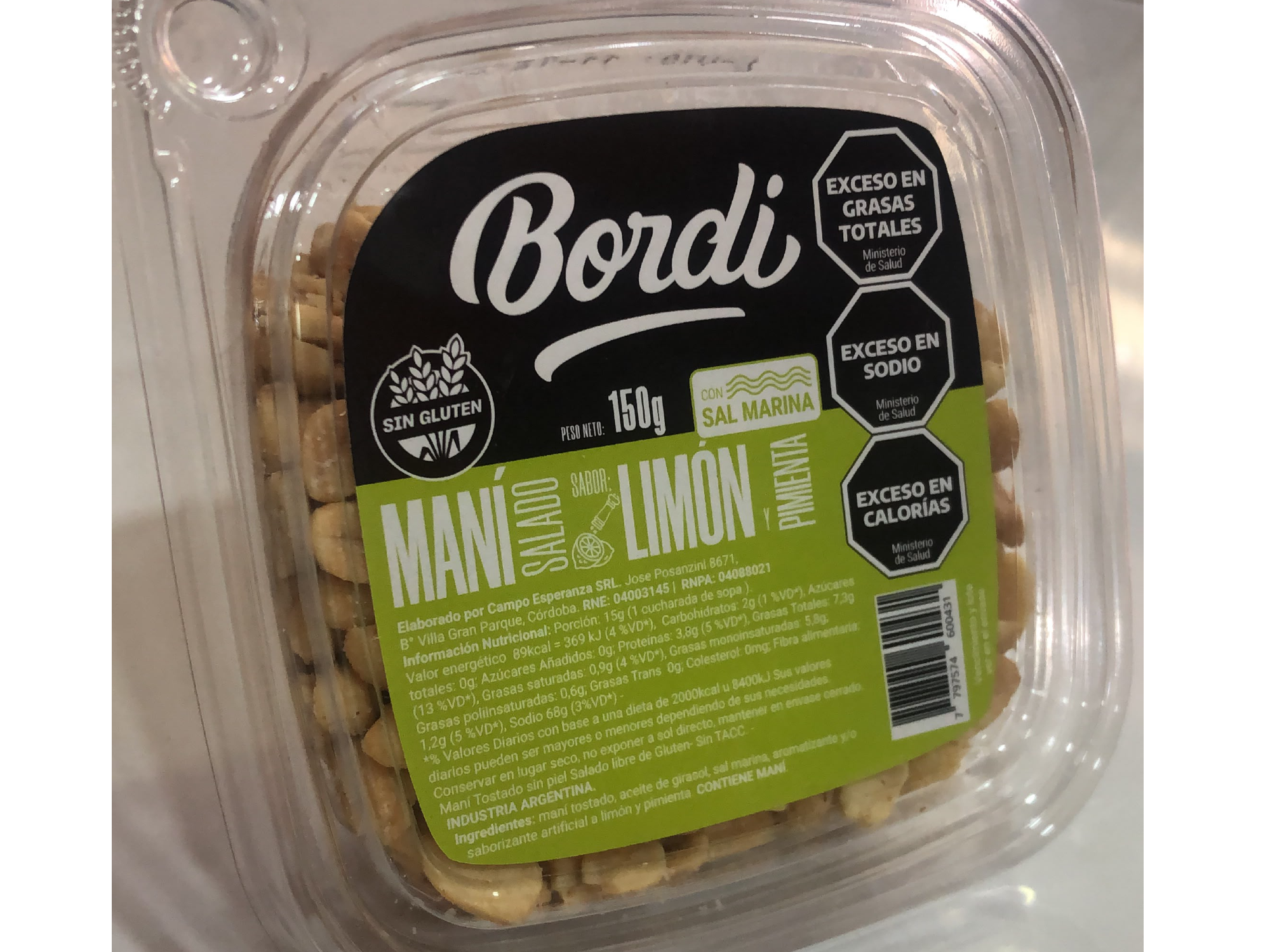 X1 UNID MANI SABOR LIMÓN Y PIMIENTA 150 GR