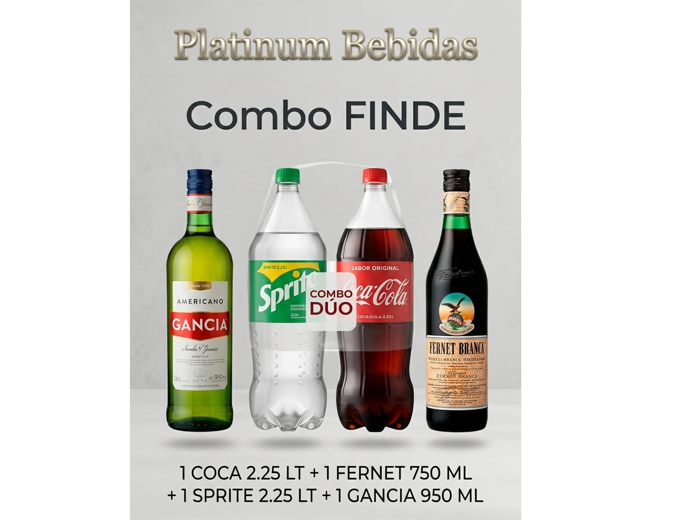 X1 UNID GANCIA, 1 SPRITE 2.25 LTS+X1 UNID BRANCA, 1 COCA 2.5 LTS