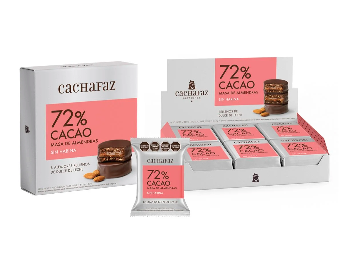 Alfajor cachafaz 72% cacao - sin harinas masa de almendras