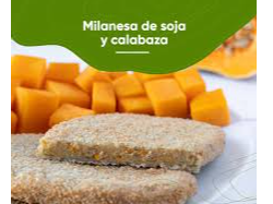Milanesa de soja con calabaza y queso