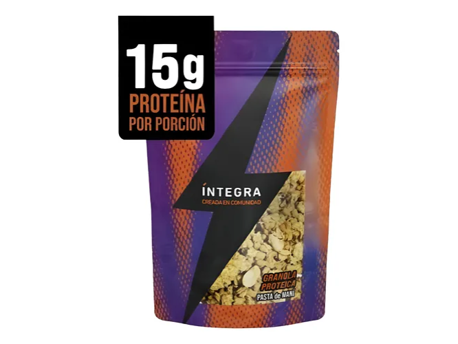 Granola íntegra proteica con pasta de maní