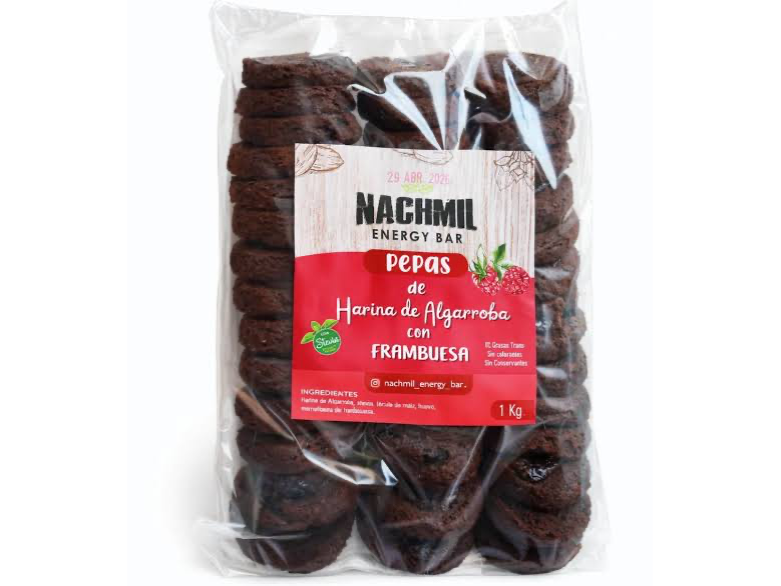 Pepas de harina de algarroba con frambuesa