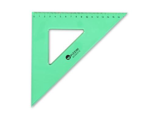 Escuadra Pizzini Estudio 45° Verde Transparente 25cm x 45°