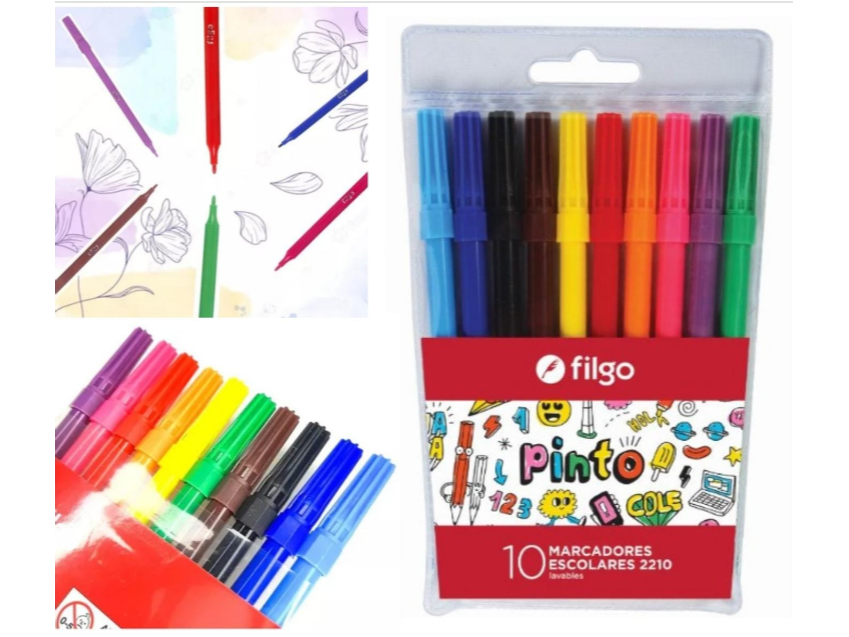 Marcador Escolar de Color Filgo Pinto x 10 Colores No Toxico