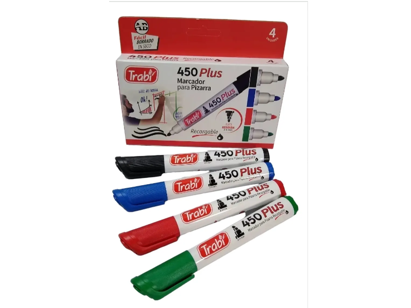 Marcador Pizarra Trabi 450 Blister X 4 Colores Surtidos