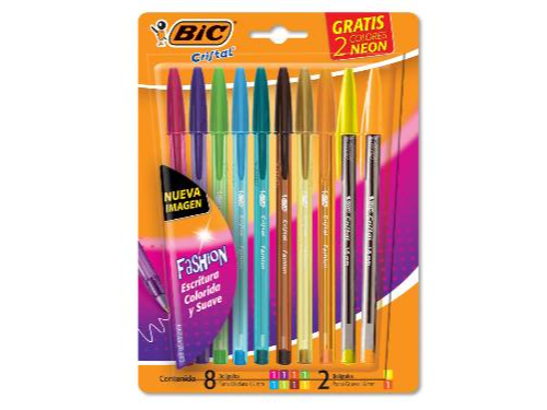 Boligrafo Lapicera Escolar Bic Cristal 1.6 Mm Blister X 10