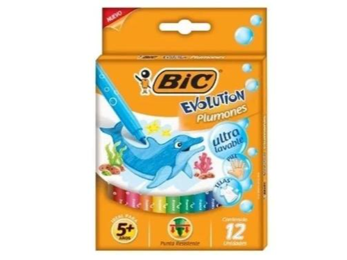 Marcador Escolar Bic Evolution Plumones x 12