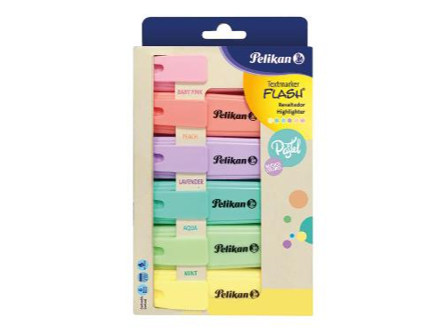 Marcador Resaltador Pelikan Flash Pastel Estuche X 6