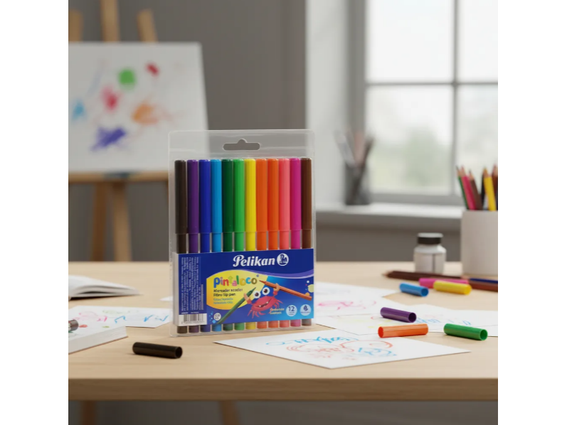 Marcador Escolar Pelikan Pintaloco x 12 Colores- No Toxico